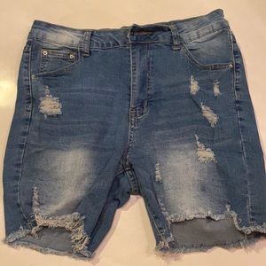 Light wash high waisted “mom” shorts